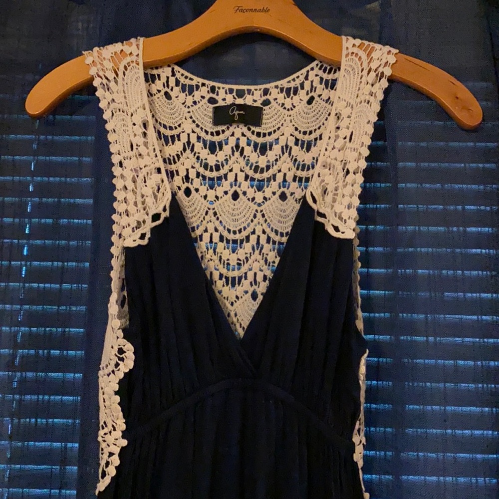 Aqua crochet back long dress